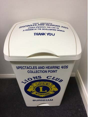 Hearing aids recycling bin for the Lions Club