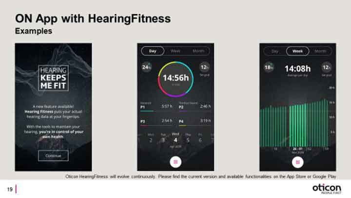 Oticon Hearing Fitness ON app example