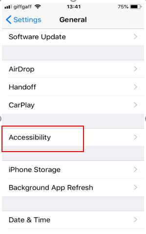 Step - Accessibility menu