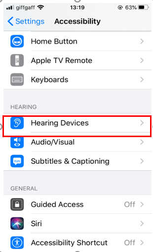 Step 4 - select Hearing Devices